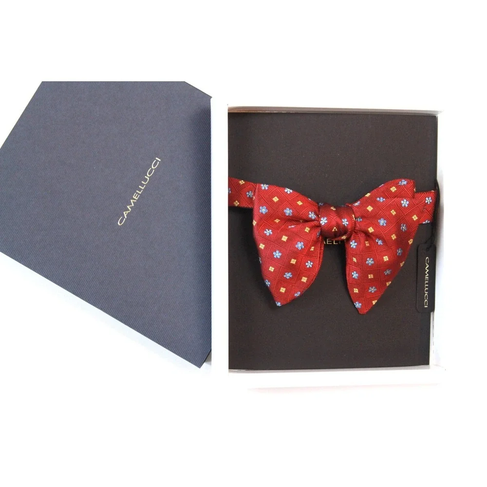 Men's Self-Tied Big‎ Butterfly Bow Tie Red Ornamental Pattern S717